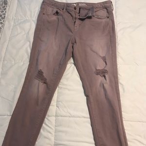 Mossimo distressed skinny mauve jeans